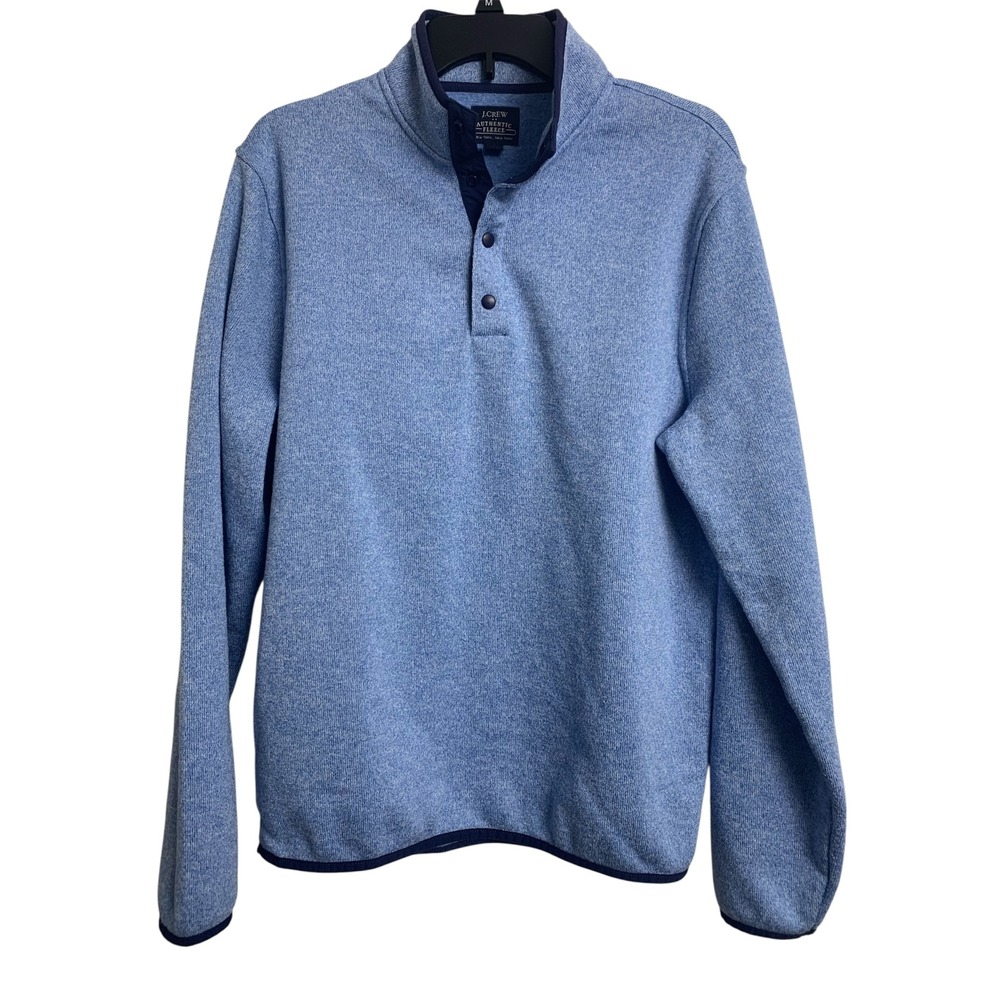 J. Crew Heathered Light Blue Quarter-Snap Pullover